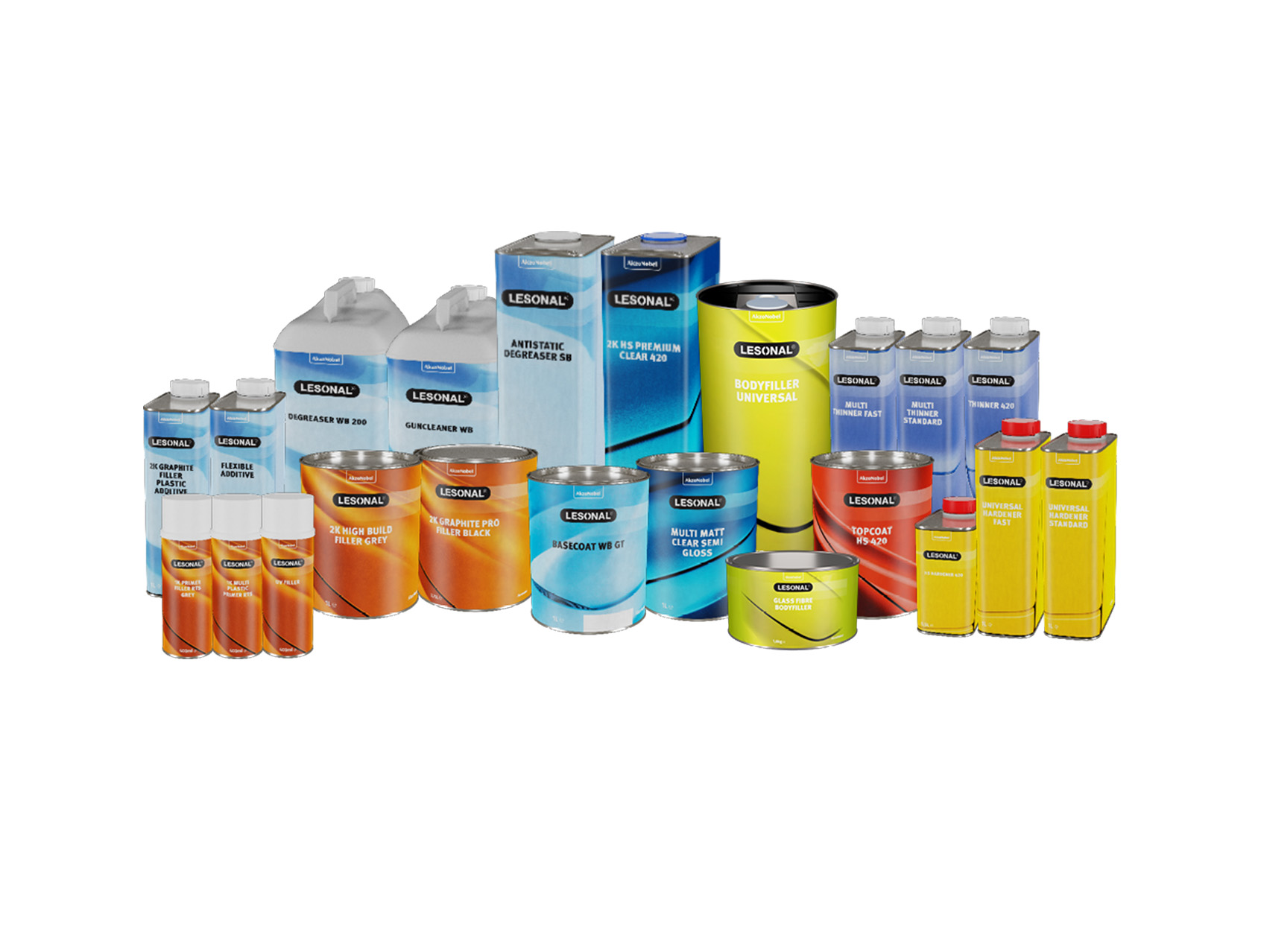 paints with different colours